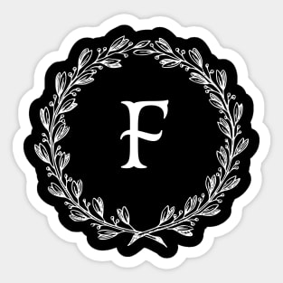 Beautiful Letter F Alphabet Initial Monogram Wreath Sticker